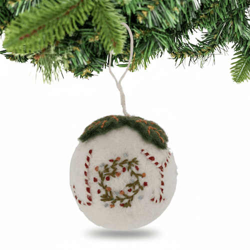 Christmas Bauble - White w/Joy - Recetas Fair Trade