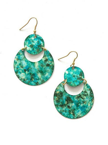 Cloudy Waters Painted Earrings - Turquoise - Recetas Fair Trade