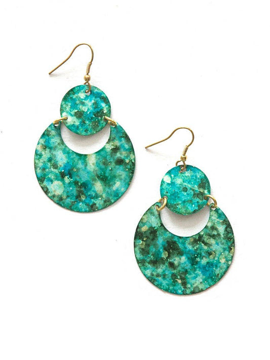 Cloudy Waters Painted Earrings - Turquoise - Recetas Fair Trade