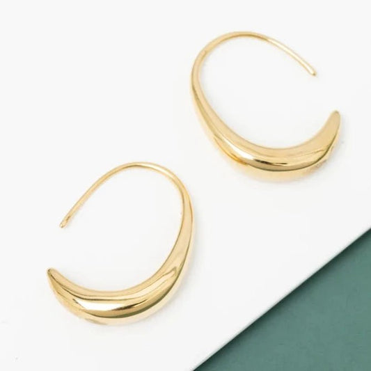 Crescent Moon Thread Drop Earrings in Gold - Recetas Fair Trade