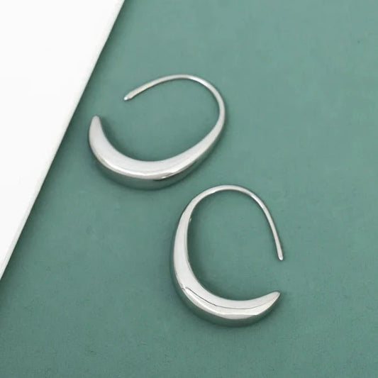 Crescent Moon Thread Drop Earrings in Silver - Recetas Fair Trade