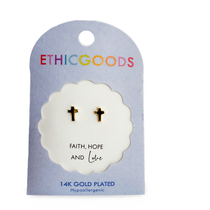 Cross Tiny Stud Earrings - Recetas Fair Trade
