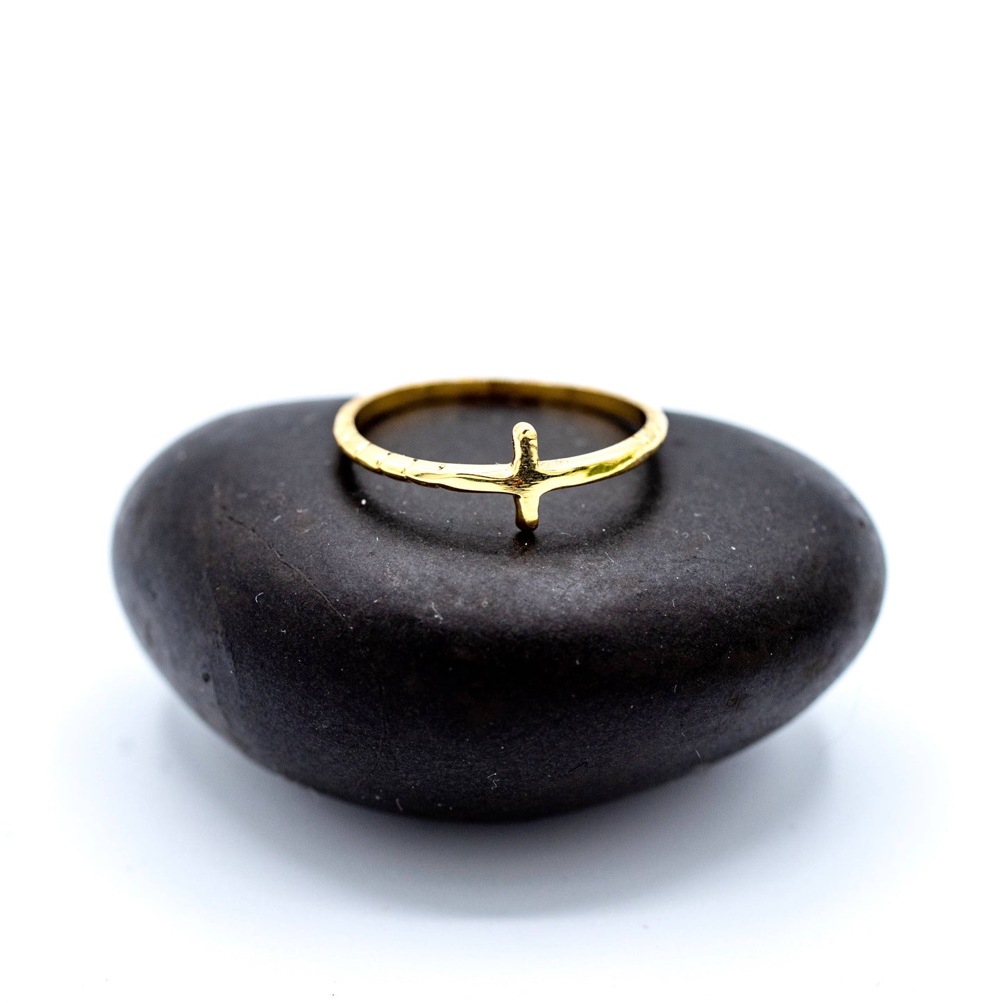 Brass Tiny Cross Ring 