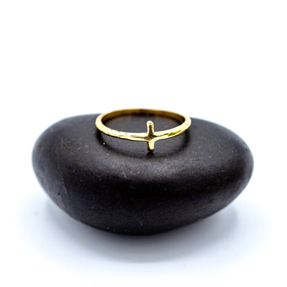 Brass Tiny Cross Ring 