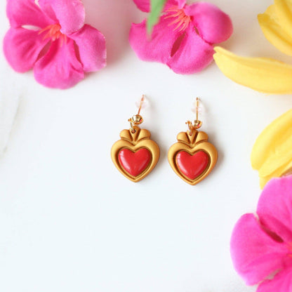 Dainty Sacred Heart Earrings, Mexican Earrings - Recetas Fair Trade