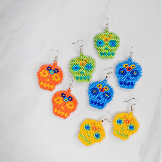 Day of the Dead Skeleton Sugar Skull Earrings - Recetas Fair Trade