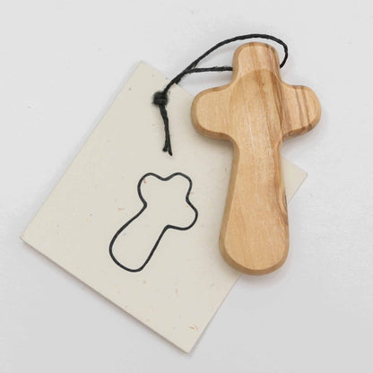 Duea Olive Wood Pocket Prayer Cross - Recetas Fair Trade