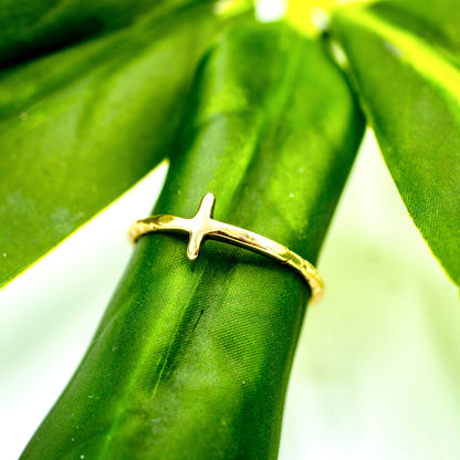 Brass Tiny Cross Ring 
