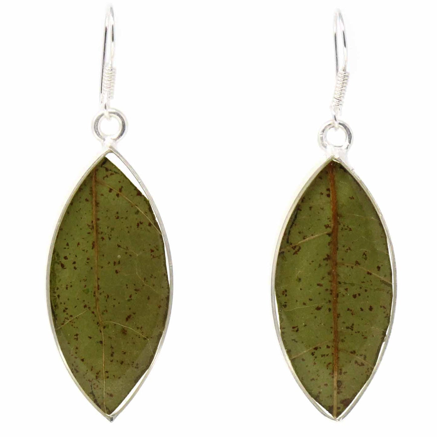 Earrings, Natural Leaf in Resin - Recetas Fair Trade