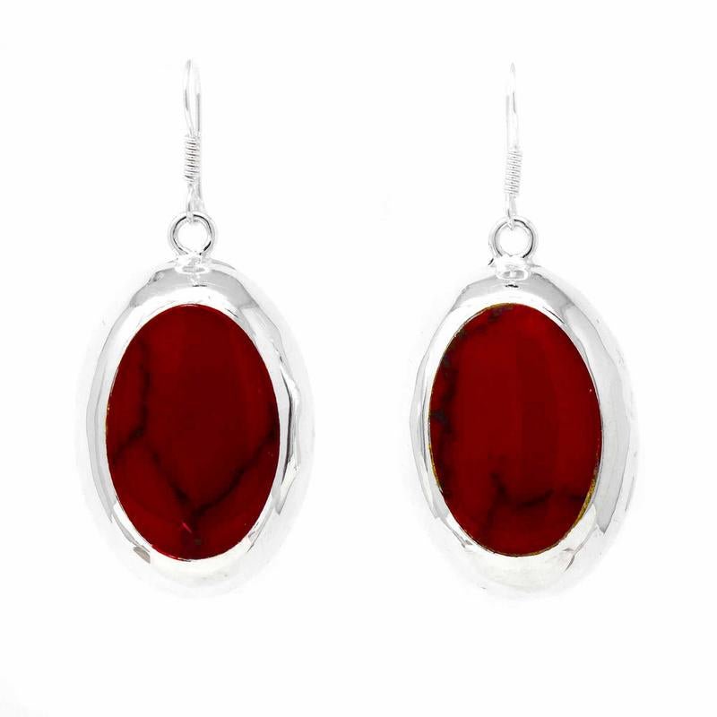Earrings, Red Jasper Ovals - Recetas Fair Trade