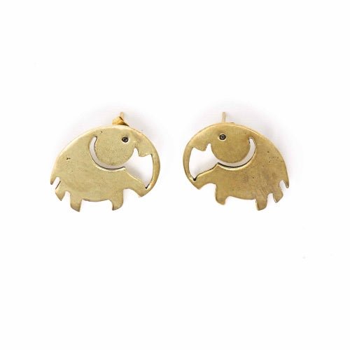 Elephant Brass Stud Earrings - Recetas Fair Trade