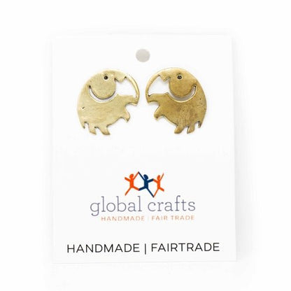 Elephant Brass Stud Earrings - Recetas Fair Trade