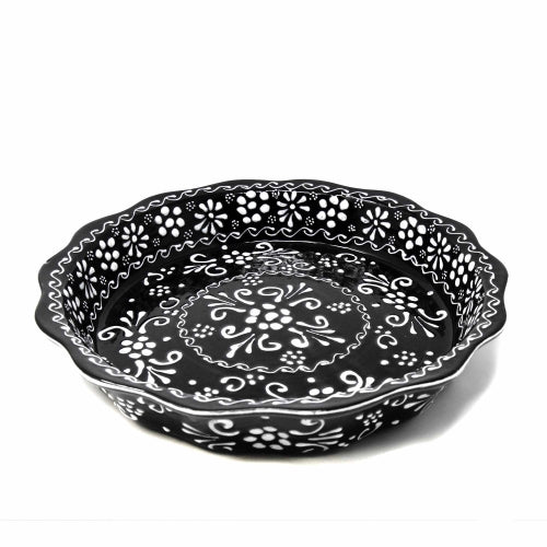 Encantada Handmade Pottery Serving Dish, Black & White - Recetas Fair Trade