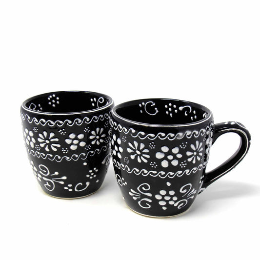 Encantada Handmade Pottery Set of Two Mugs, Ink - Recetas Fair Trade