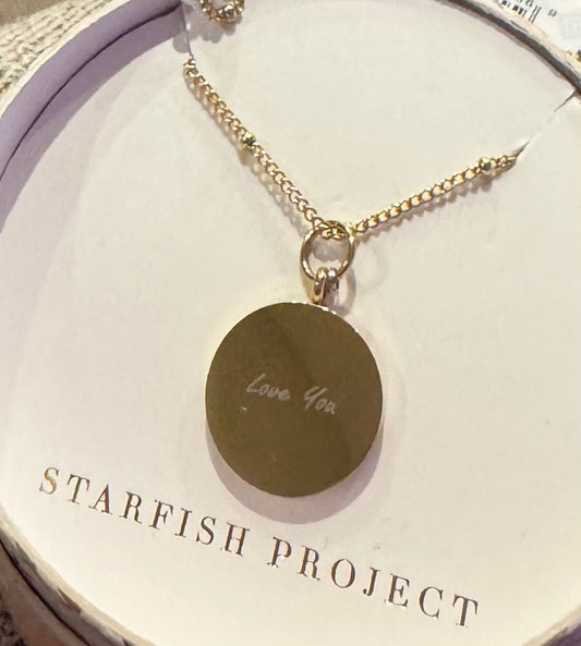 Engraved Round Pendant Gold Necklace - Recetas Fair Trade