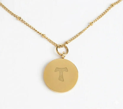 Engraved Round Pendant Gold Necklace - Recetas Fair Trade