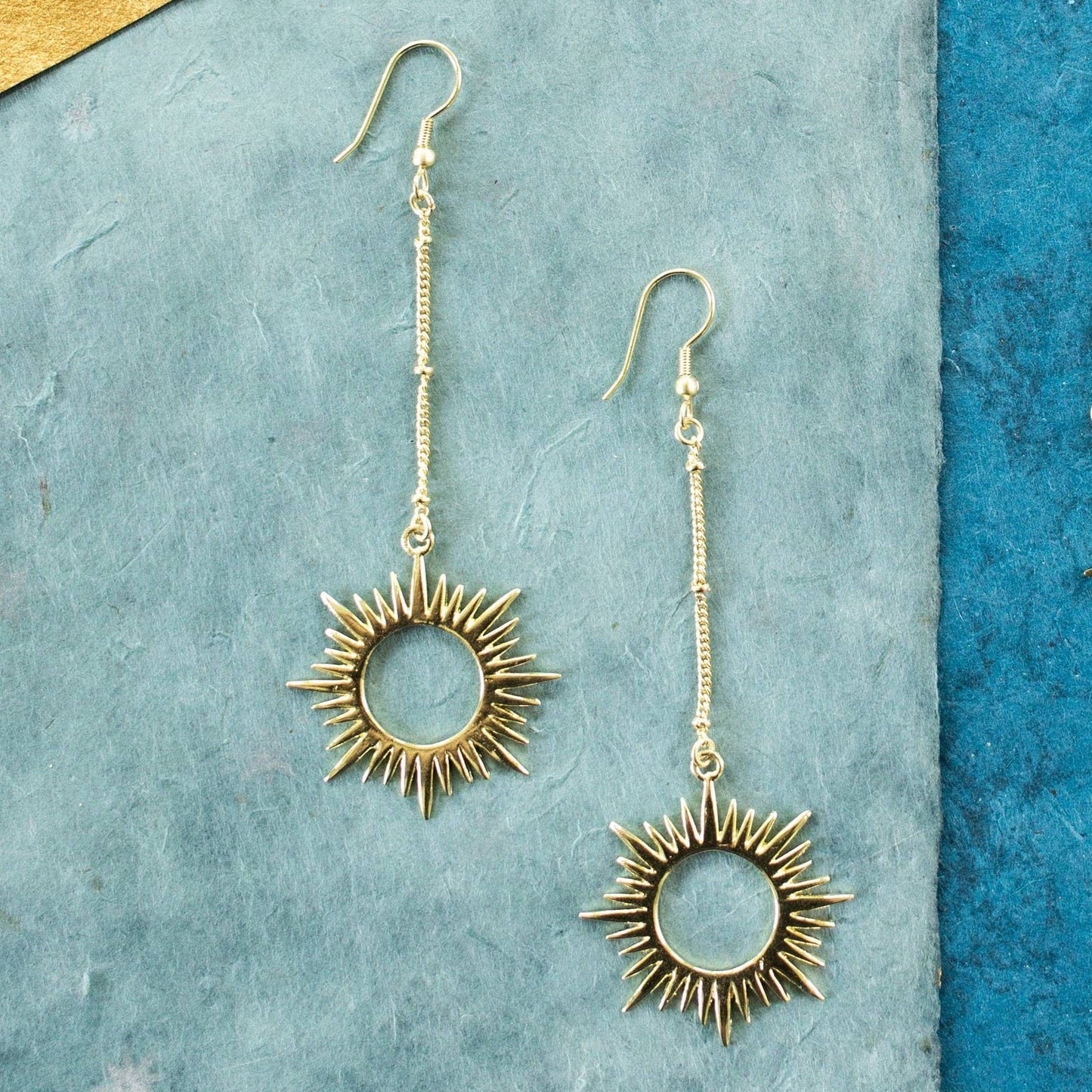 Ethereal Drop Earrings Gold - Recetas Fair Trade