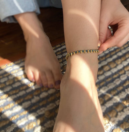 Faceted Glass Anklet with Brass Accent Beads - Recetas Fair Trade