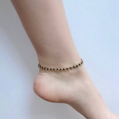 Faceted Glass Anklet with Brass Accent Beads - Recetas Fair Trade