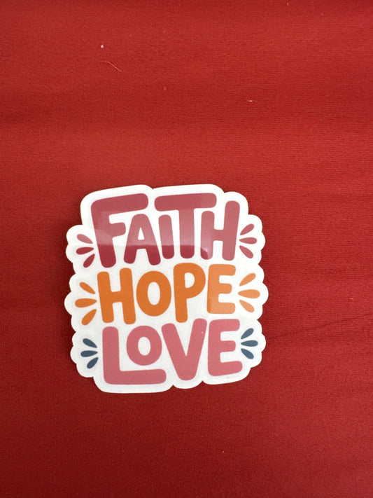 Faith Hope Love Sticker - Recetas Fair Trade