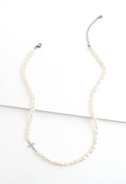 Faithful Pearl Necklace in Silver - Recetas Fair Trade