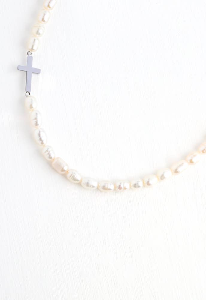 Faithful Pearl Necklace in Silver - Recetas Fair Trade