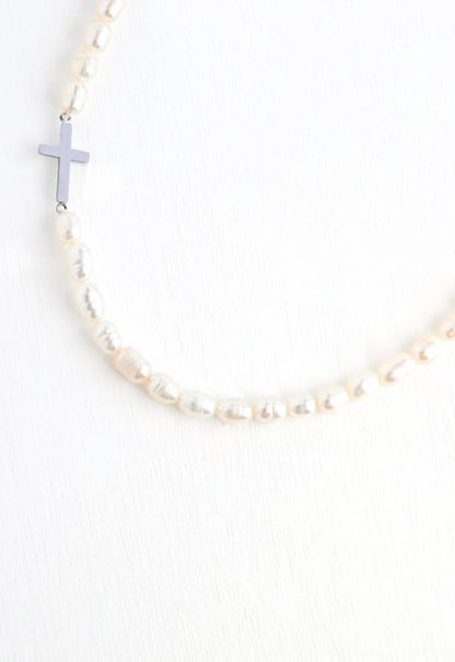 Faithful Pearl Necklace in Silver - Recetas Fair Trade