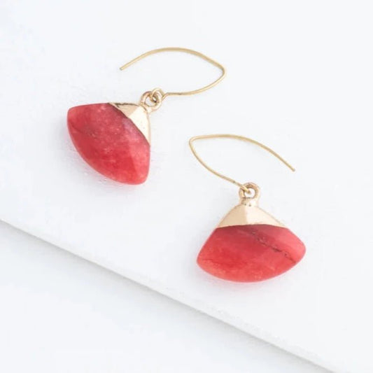 Fan Drop Earrings in Crimson - Recetas Fair Trade