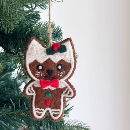 Felt Gingerbread Cat Ornament - Recetas Fair Trade