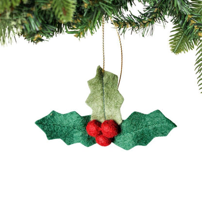 Felt Holly Ornament - Recetas Fair Trade