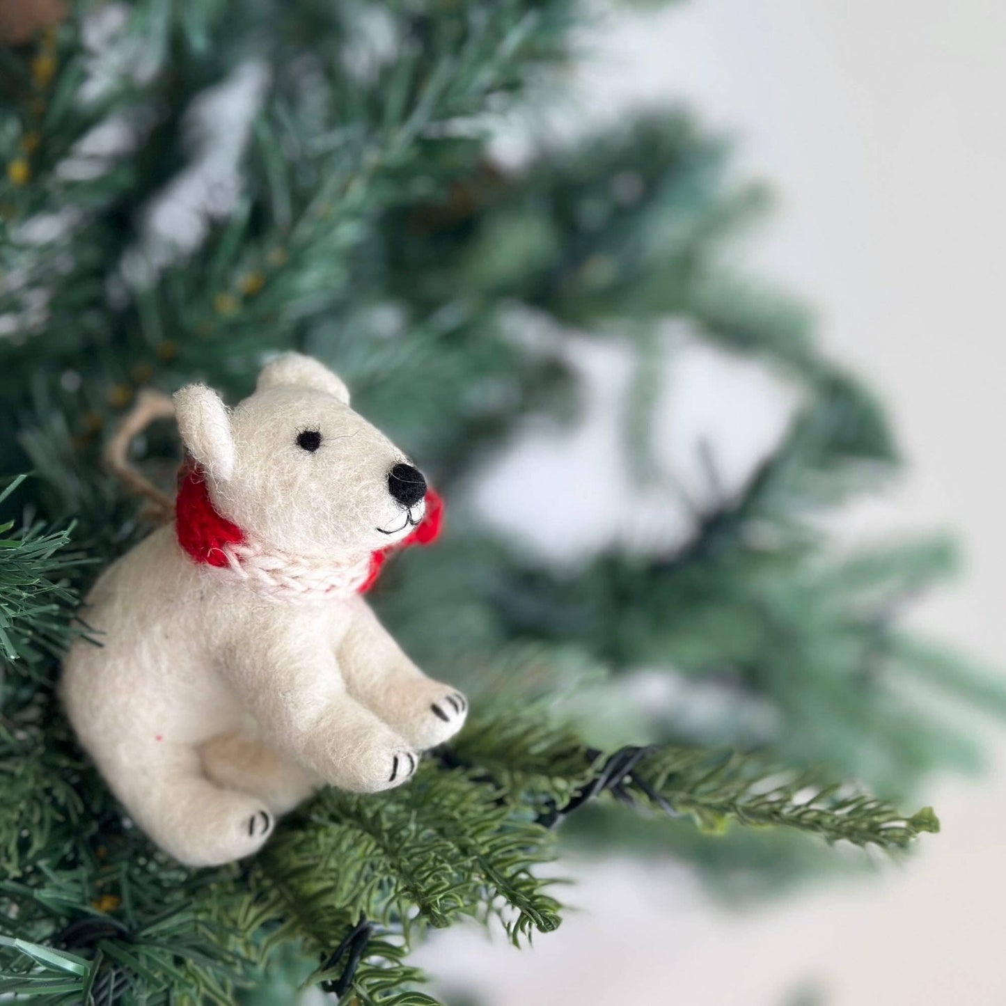 Felt Ornament - Polar Bear With Scarf - Recetas Fair Trade