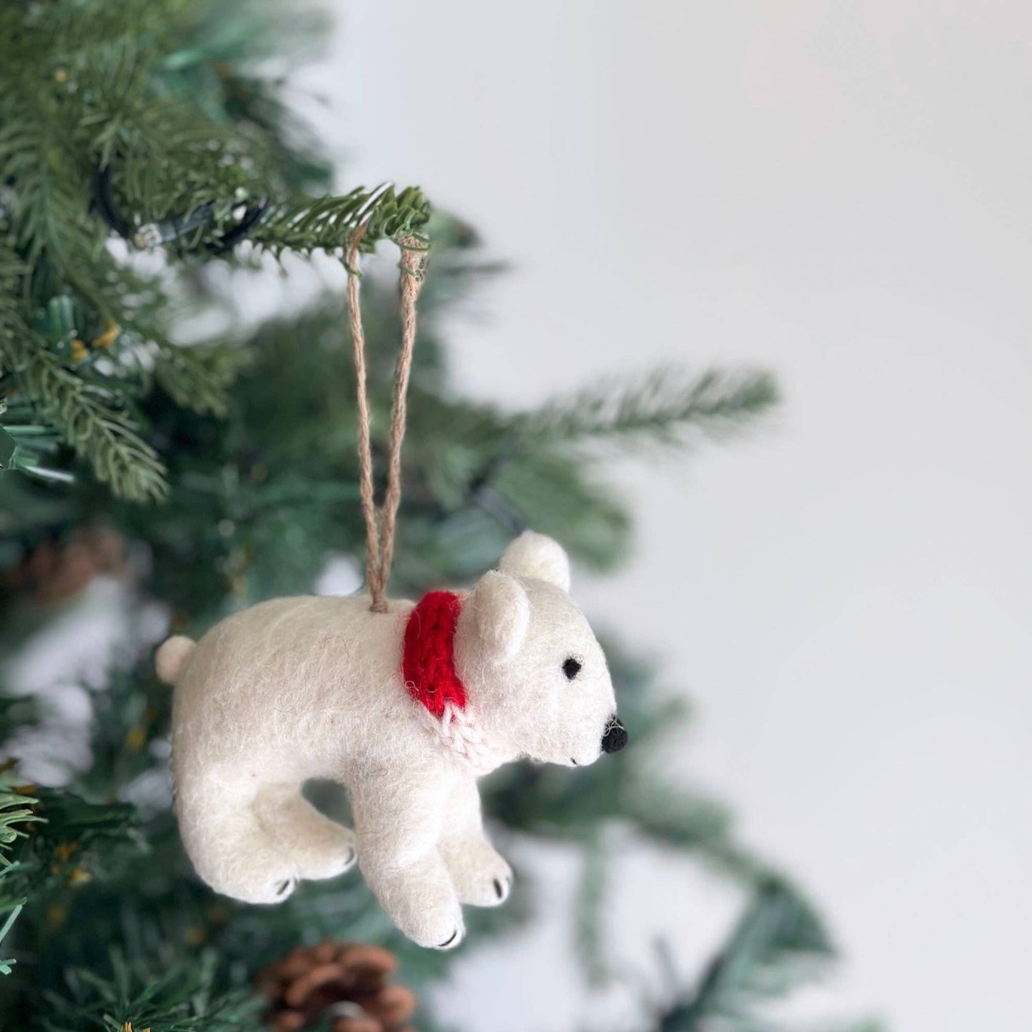 Felt Ornament - Polar Bear With Scarf - Recetas Fair Trade