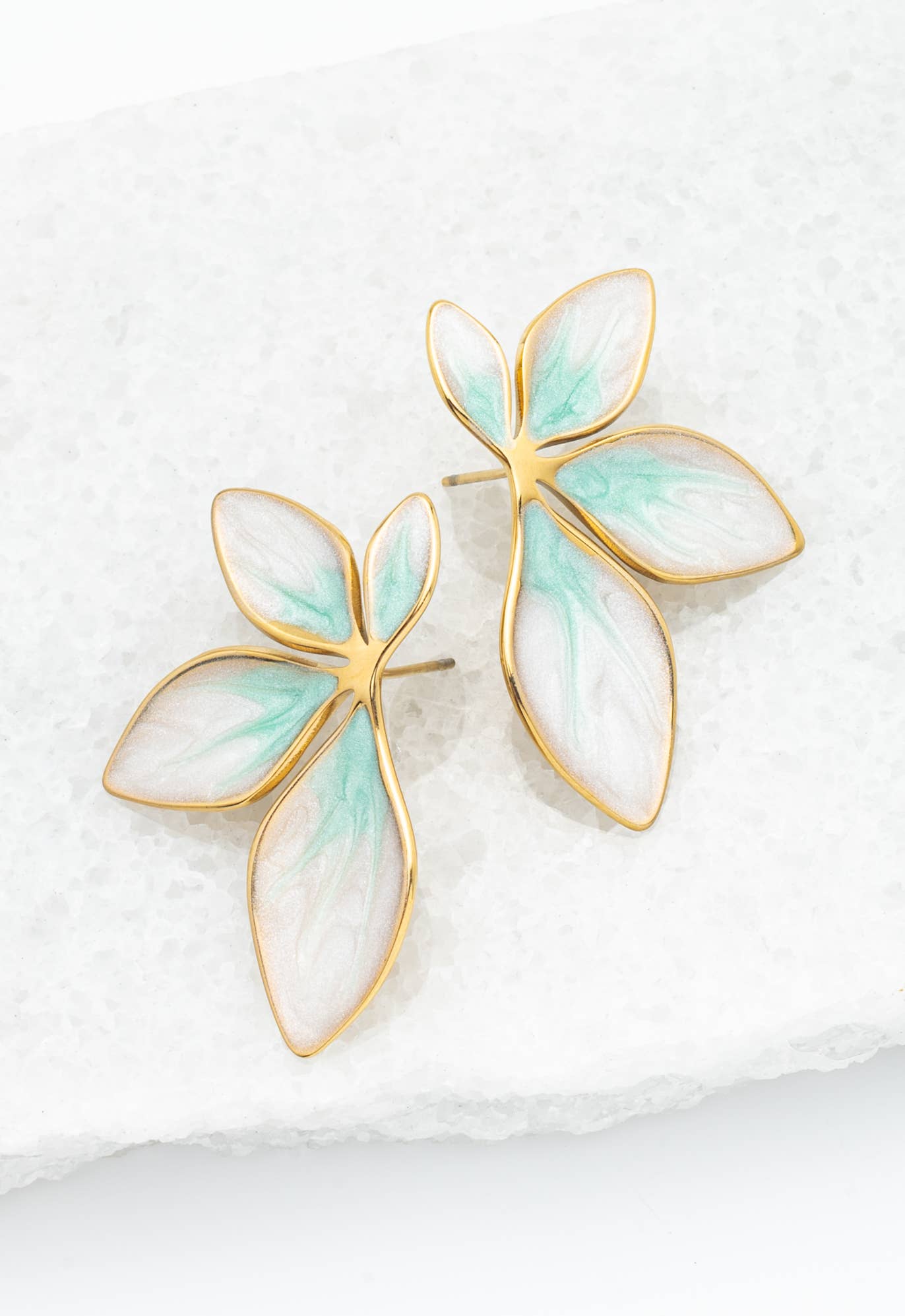 Flourish Mint Leaf Earrings - Recetas Fair Trade