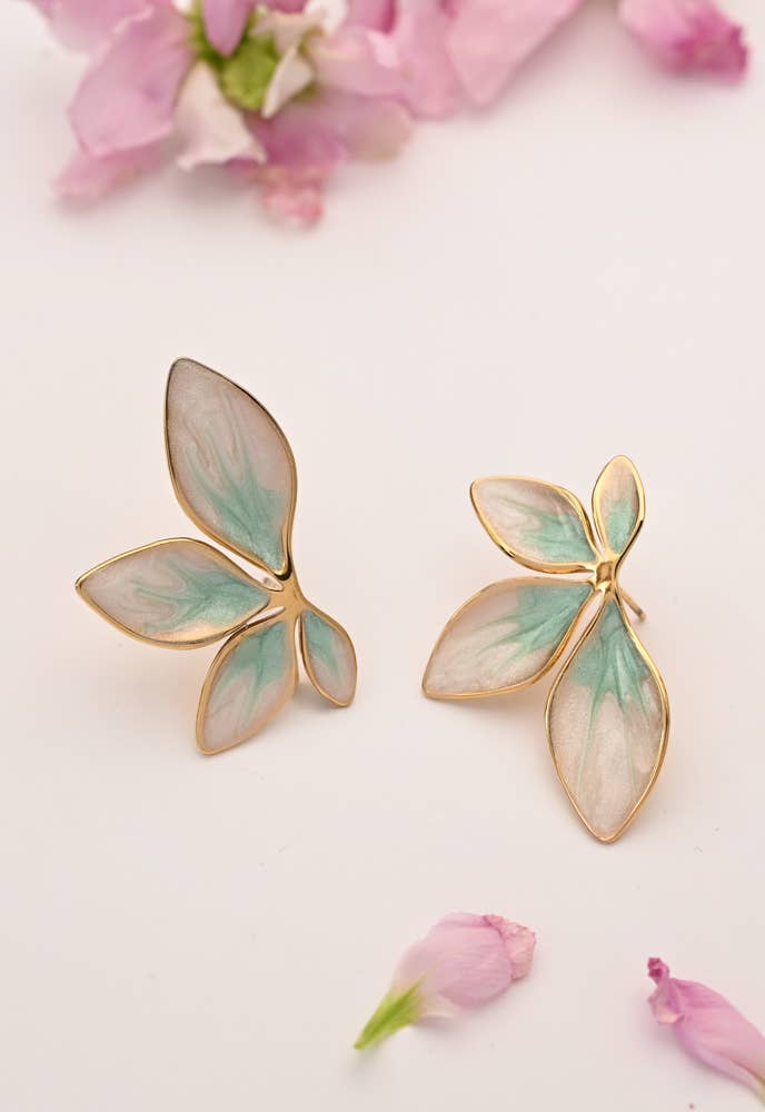 Flourish Mint Leaf Earrings - Recetas Fair Trade