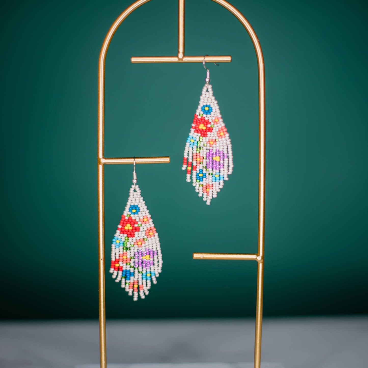 Flower Fringe Earrings White - Recetas Fair Trade