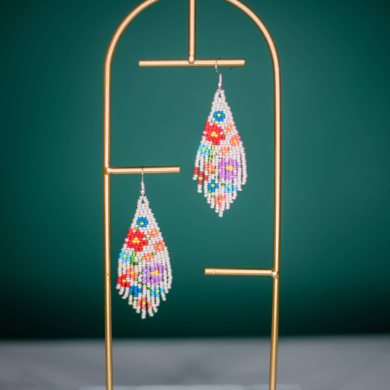 Flower Fringe Earrings White - Recetas Fair Trade