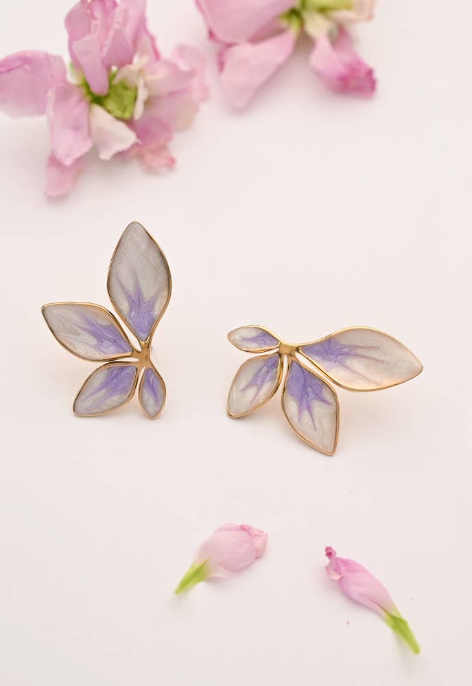 Fourish Lavender Leaf Earrings - Recetas Fair Trade