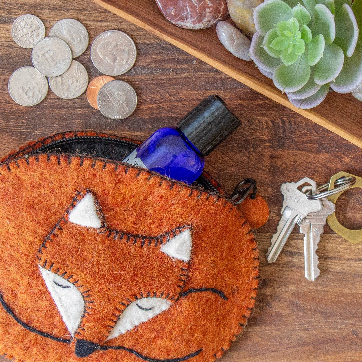 Fox Handmade Felt Coin Purse - Recetas Fair Trade