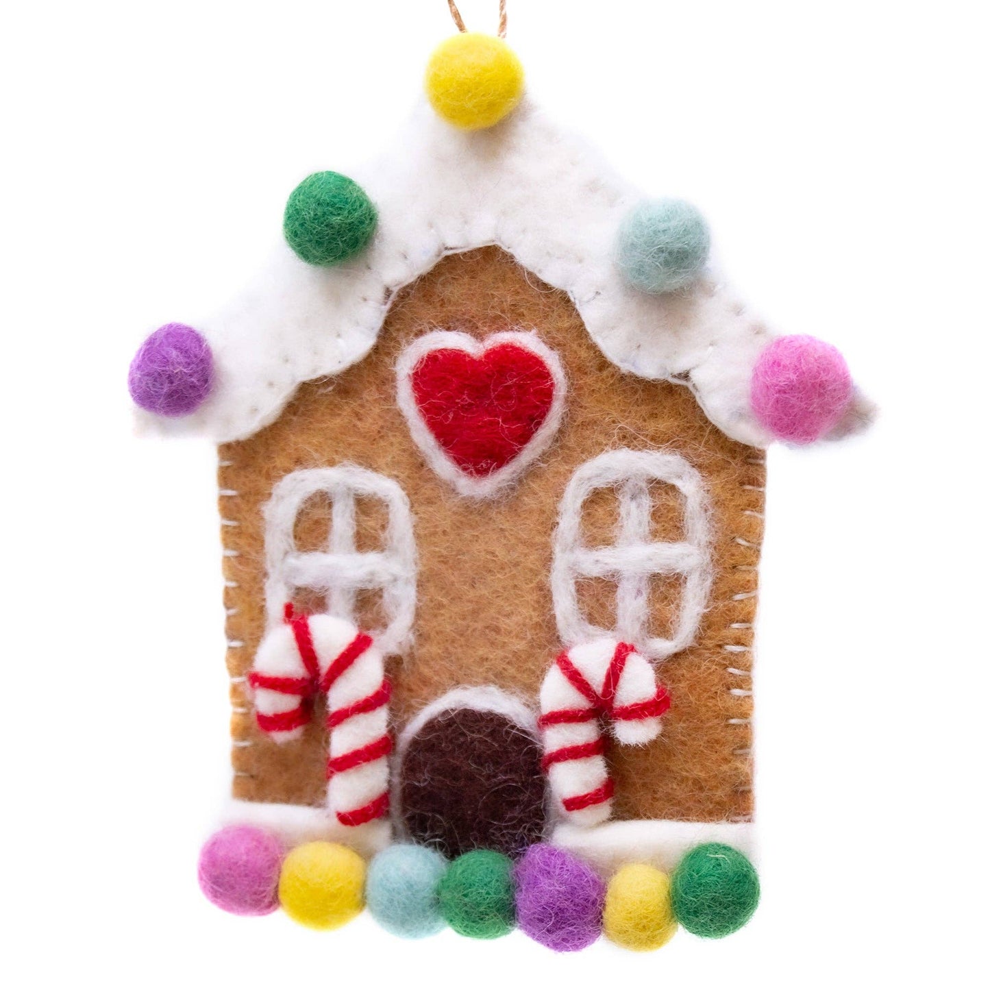 Gingerbread House Handmade Felt Ornament - Recetas Fair Trade