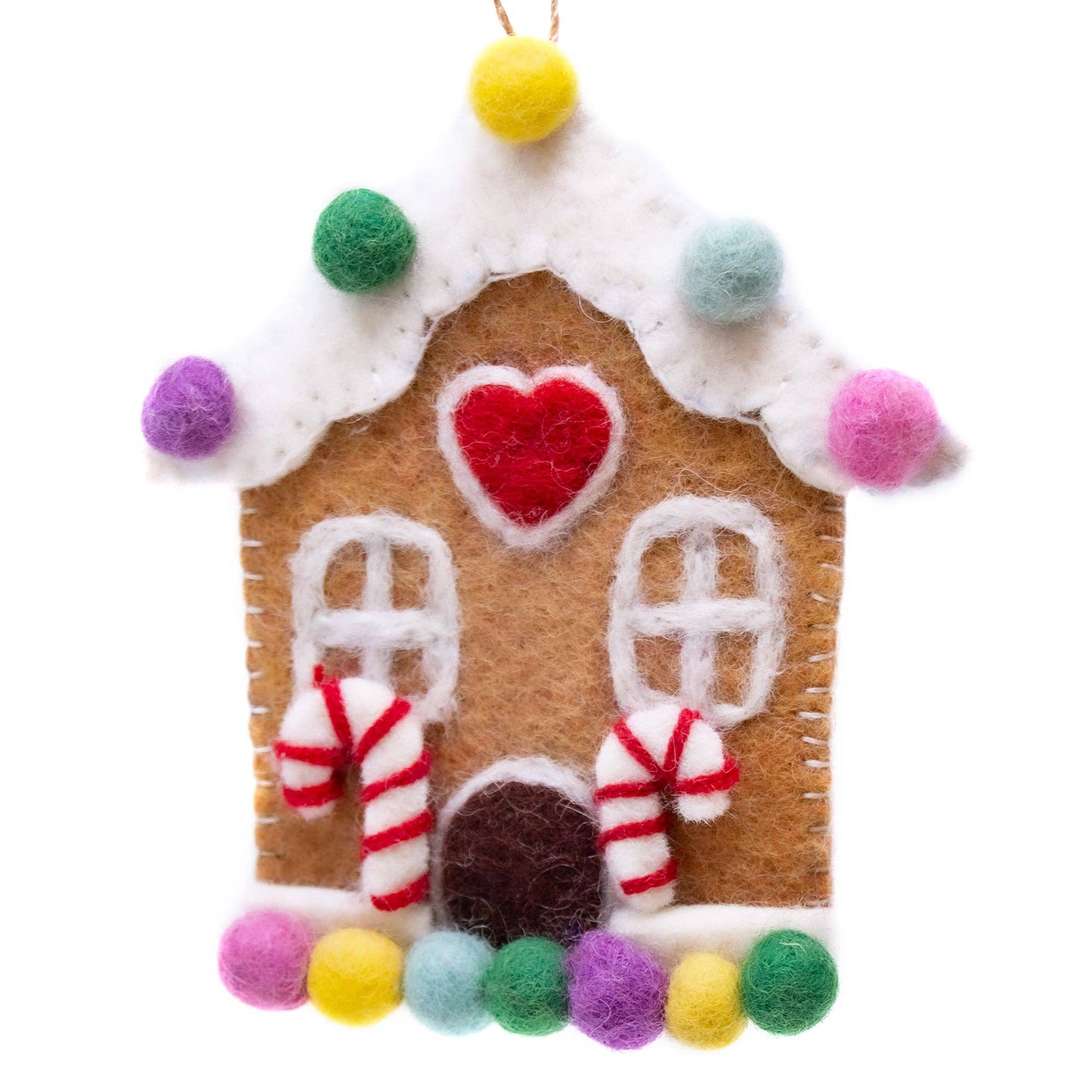 Gingerbread House Handmade Felt Ornament - Recetas Fair Trade