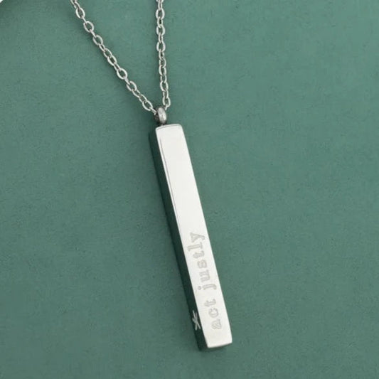Give Justice Bar Necklace Silver