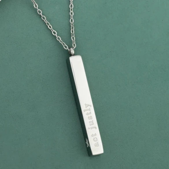 Give Justice Bar Necklace Silver