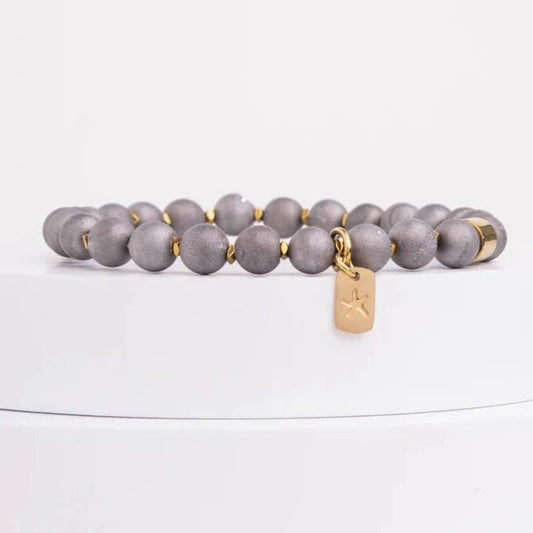 Glimmer Agate Stretch Bracelet in Glittering Charcol