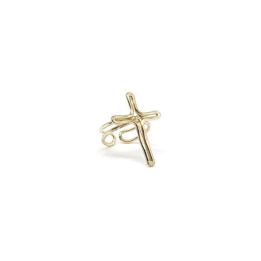 Gold Plated Adjustable Ring - Cross - Recetas Fair Trade