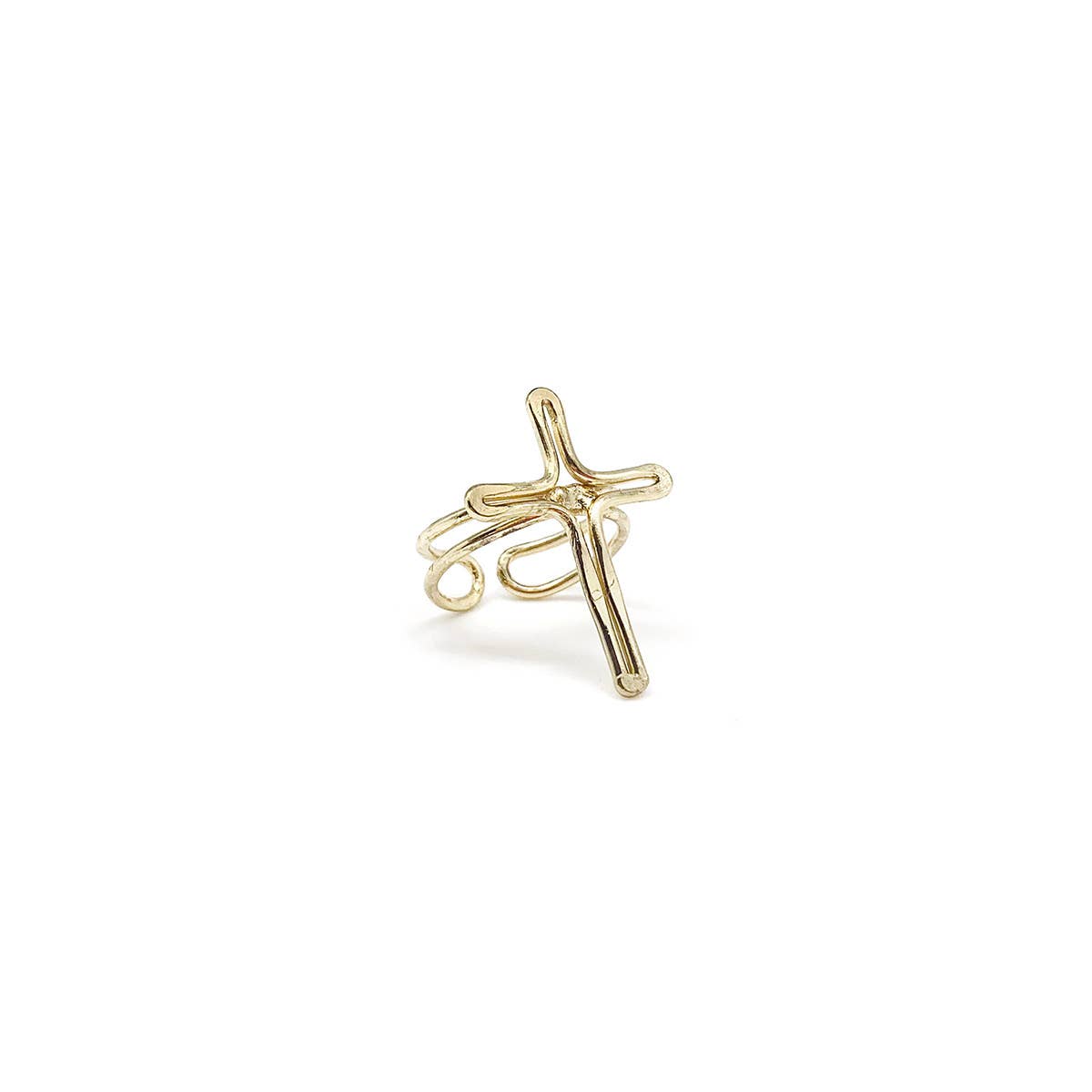 Gold Plated Adjustable Ring - Cross - Recetas Fair Trade