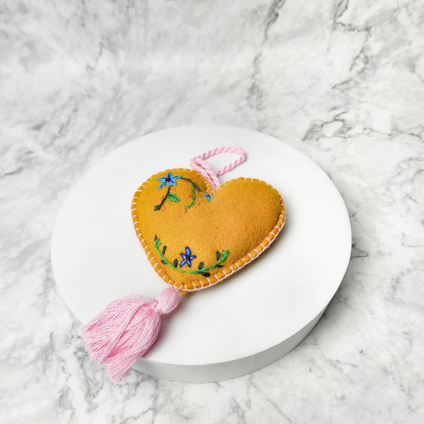 Guatemalan Embroidered Heart Ornament - Recetas Fair Trade