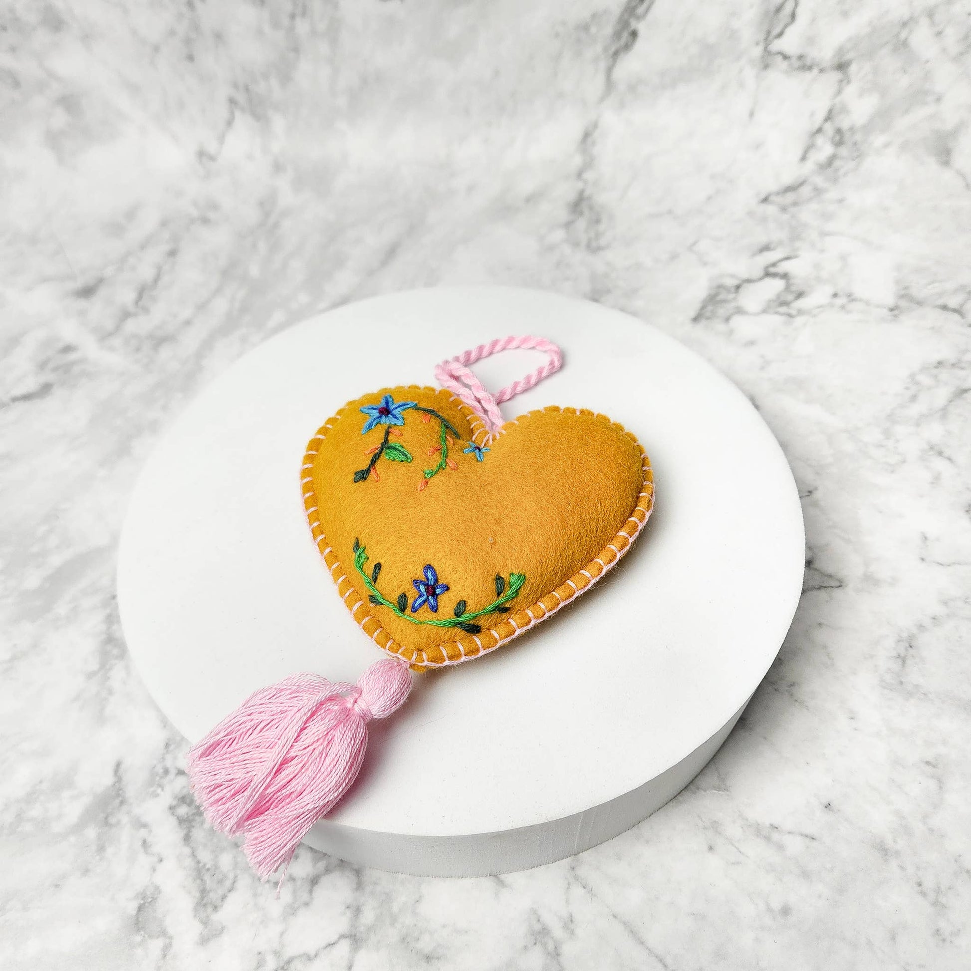 Guatemalan Embroidered Heart Ornament - Recetas Fair Trade