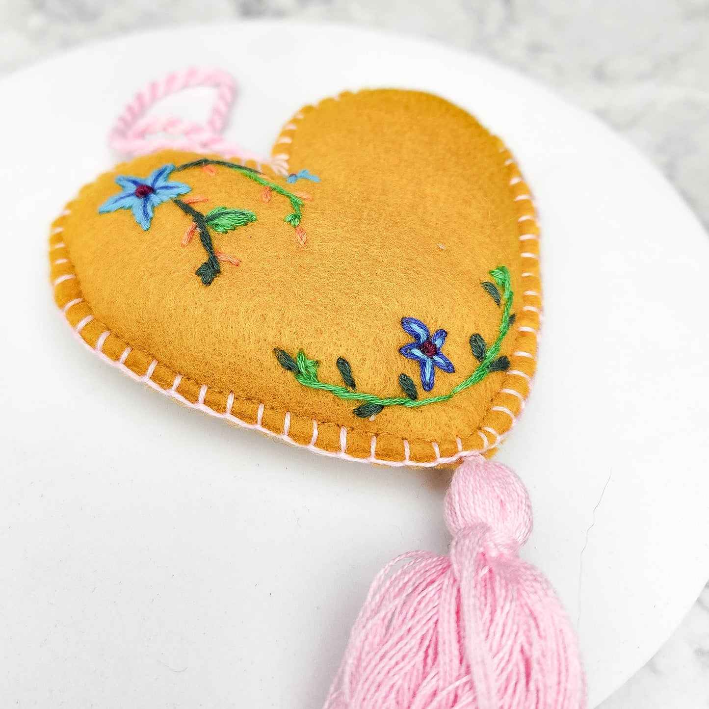 Guatemalan Embroidered Heart Ornament - Recetas Fair Trade