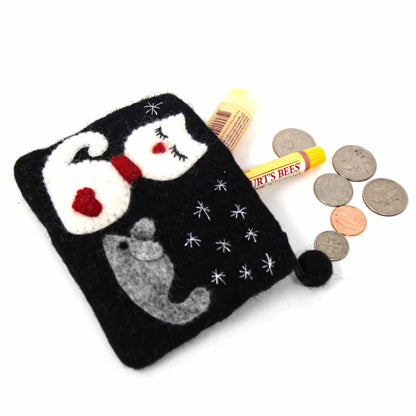 Handcrafted Cat White Cat Coin Purse - Recetas Fair Trade