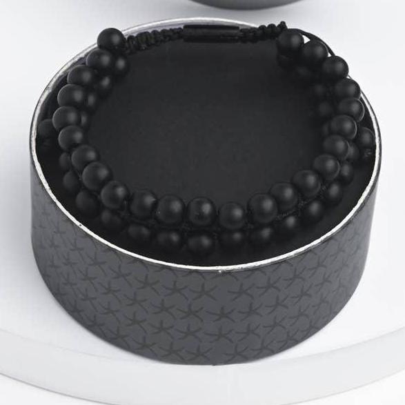 Helix Matte Black Agate Rope Beaded Bracelet - Recetas Fair Trade